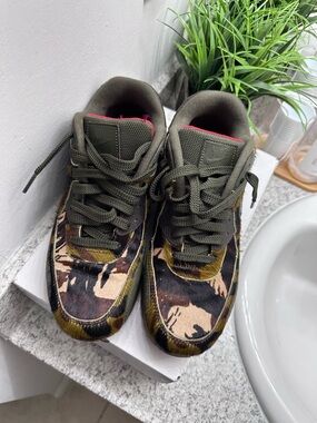 Camo Print Sneakers with Olive Green Accents